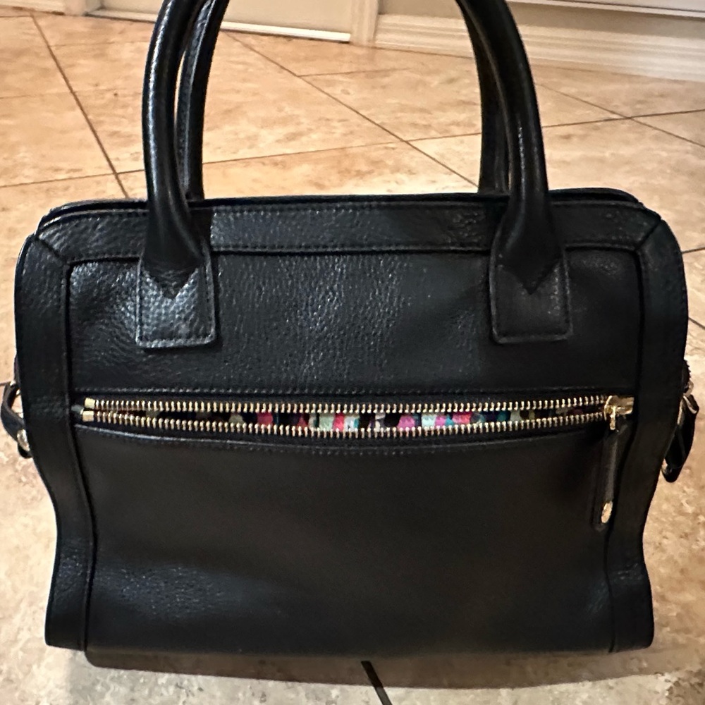 RARE~Vera Bradley Black Cowhide Leather Handbag - Picture 4 of 12